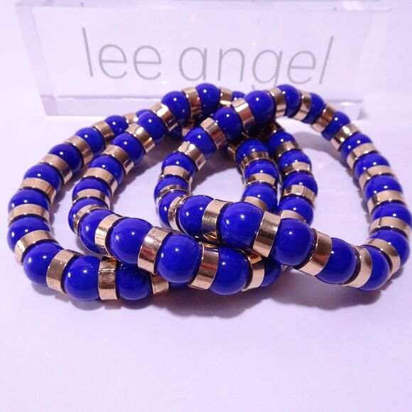 Neiman Marcus Jewelry - Neiman Marcus Lee Angel Blue Glass Gold Three Layer Bracelet NWT 220